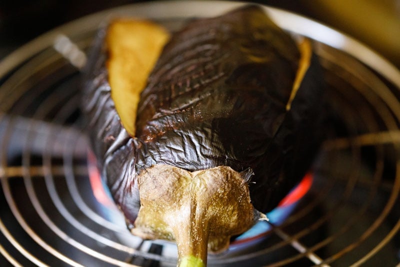 roasting eggplant in stove-top burner 