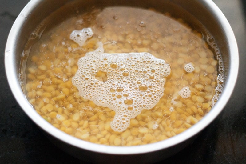 chana dal covered with water to soak