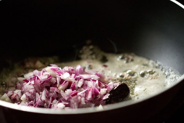 finely chopped onions added in the pan