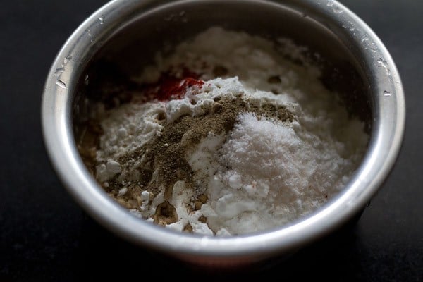dry batter ingredients for gobi manchurian in a bowl