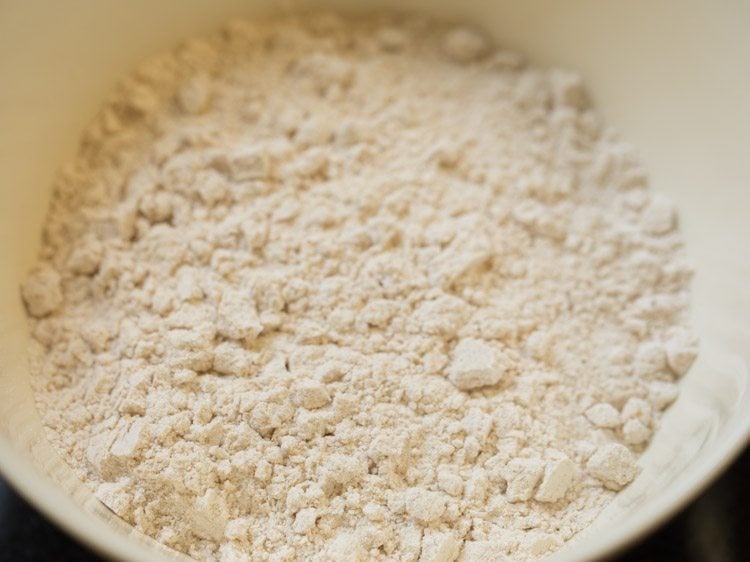 whole wheat flour in mixing bowl.