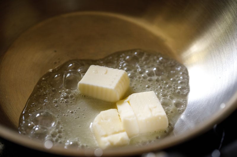 butter cubes in a pan