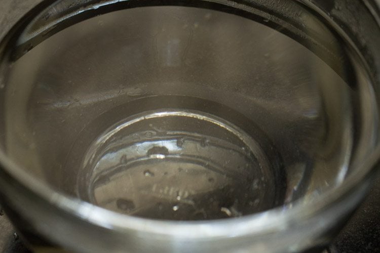 hot water in a glass bowl