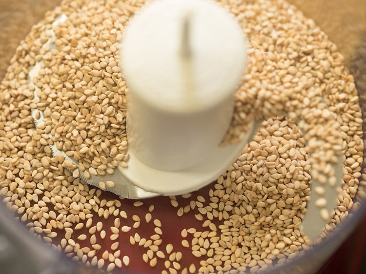 roasted white sesame seeds in a jar