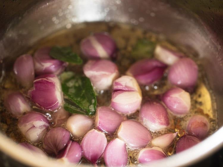 onions and curry leaves added to pan