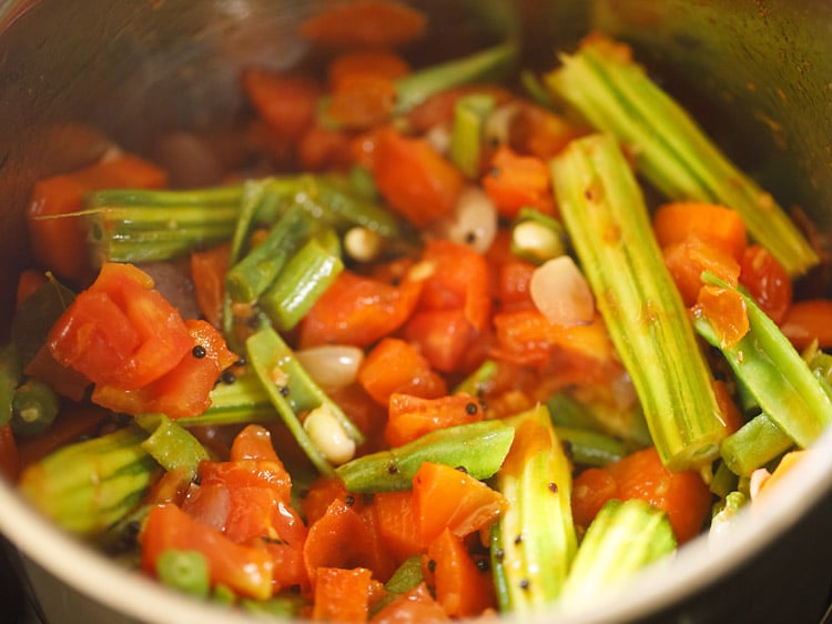 saute the veggies for 4 to 5 minutes