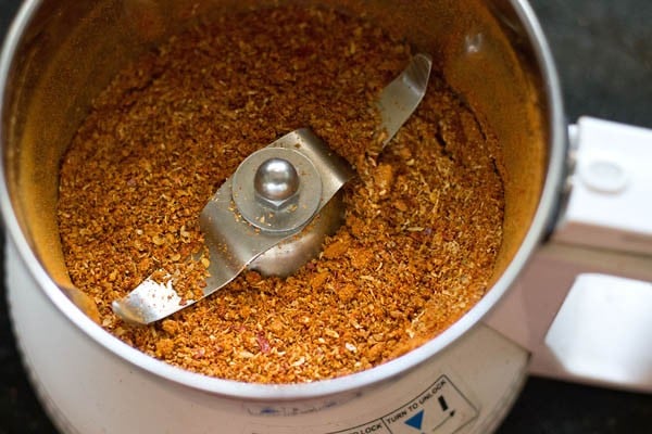 kadai masala spices ground in a grinder to make kadai paneer recipe
