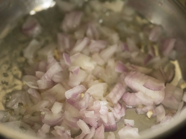 chopped onion, garlic and oil in a pan