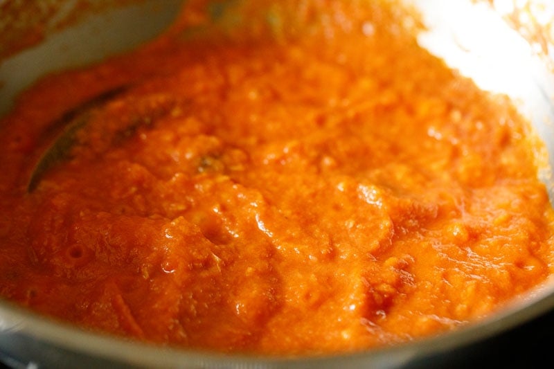 tomato puree getting sautéed