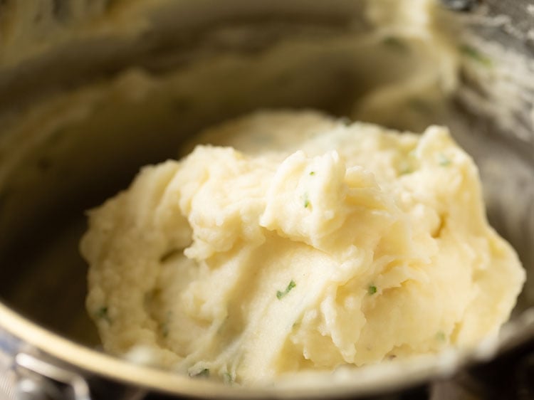 mashed potatoes after folding in seasonings.
