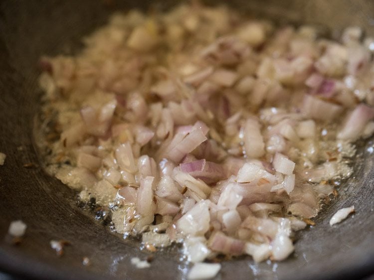 onions sautéing with cumin oil