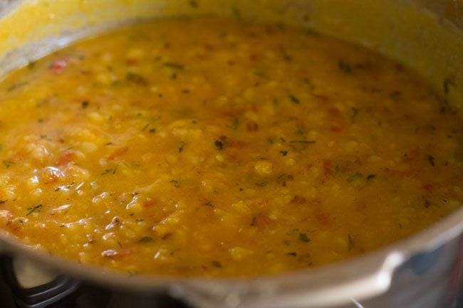 simmering moong dal fry