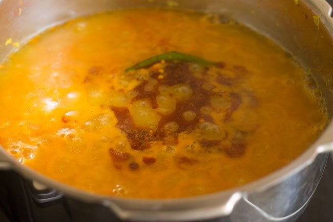 tadka poured on moong dal.