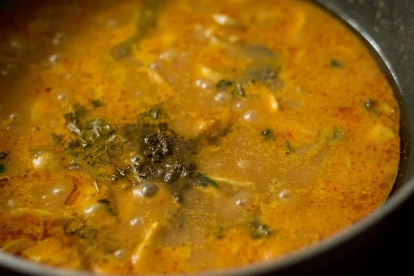 garam masala and kasuri methi added to mushroom curry