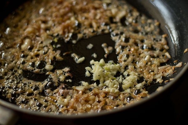 finely chopped garlic added to pan