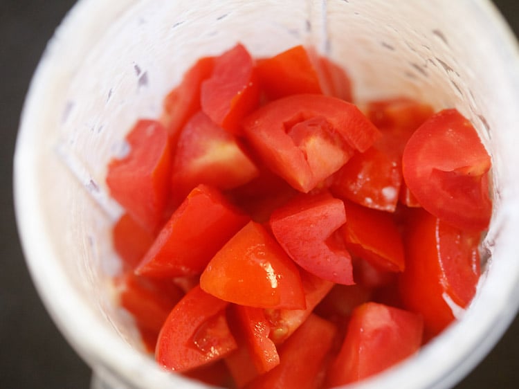 chopped tomatoes added in the same blender jar