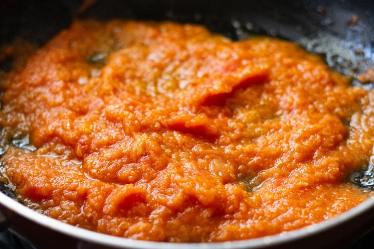 tomato puree added to make paneer tikka masala gravy.