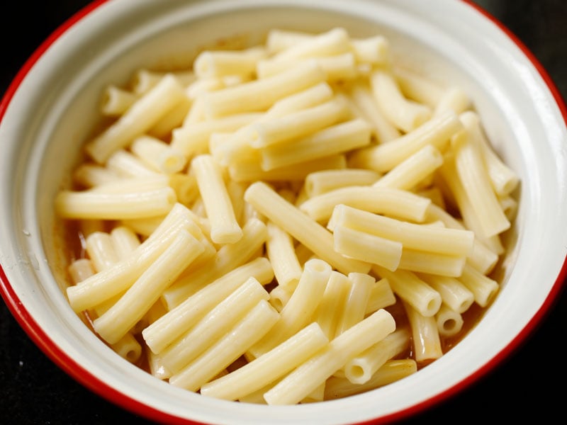 cooked and drained pasta add to dressing