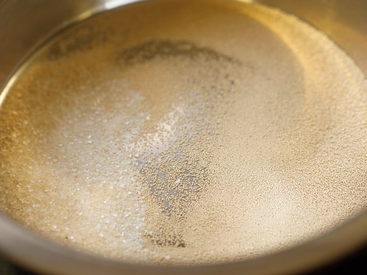 instant yeast and sugar in a large steel mixing bowl