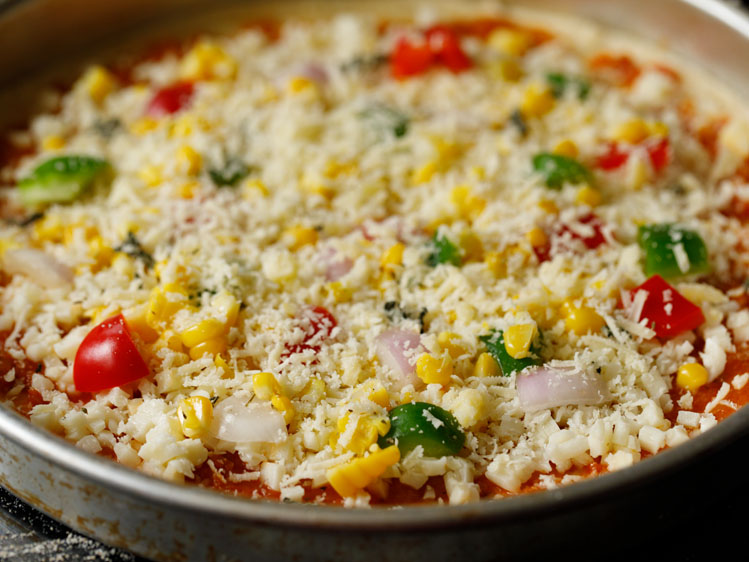 pizza topped with grated parmesan cheese