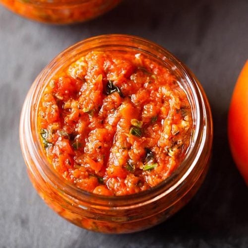 pizza sauce in a small glass jar
