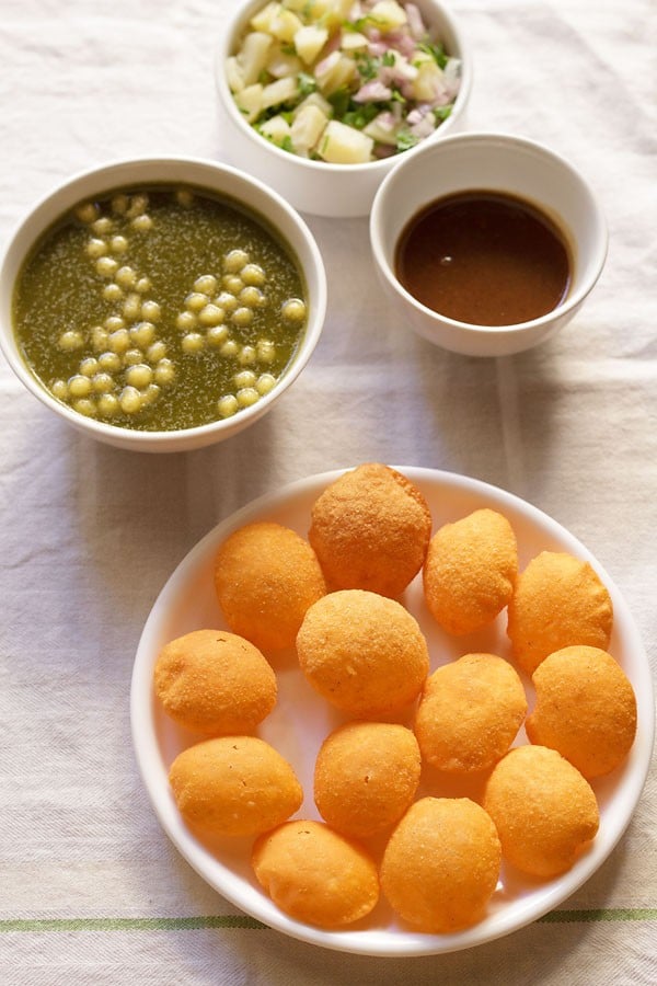 pani puri served in bowls and plates