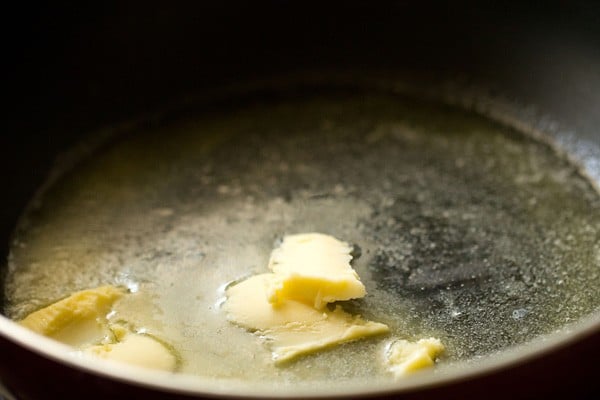 melting butter in a frying pan