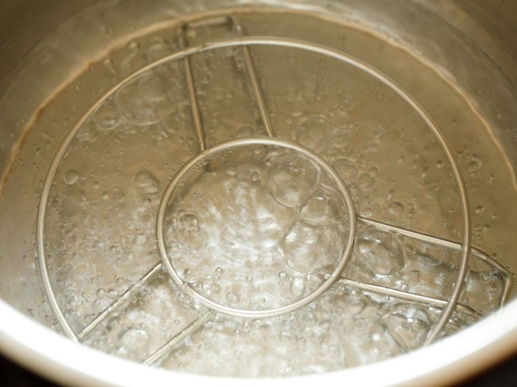 heating water in a pot. 