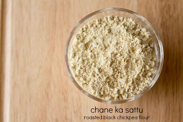 sattu flour in a glass bowl.