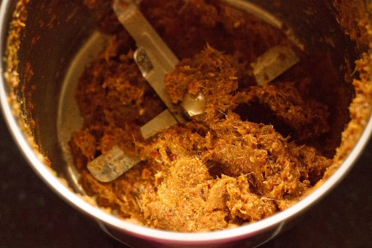 Thai red curry paste in the blender