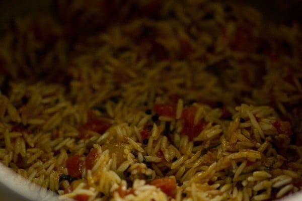 rice mixed with cooked tomatoes
