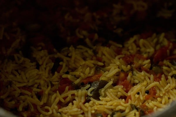 tomato rice cooked and ready to be served