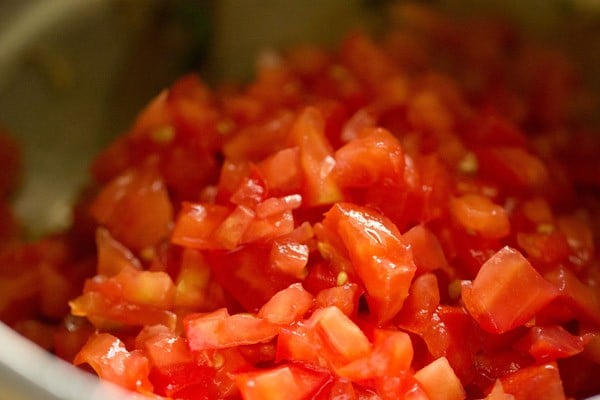 tomatoes added for tomato rice recipe
